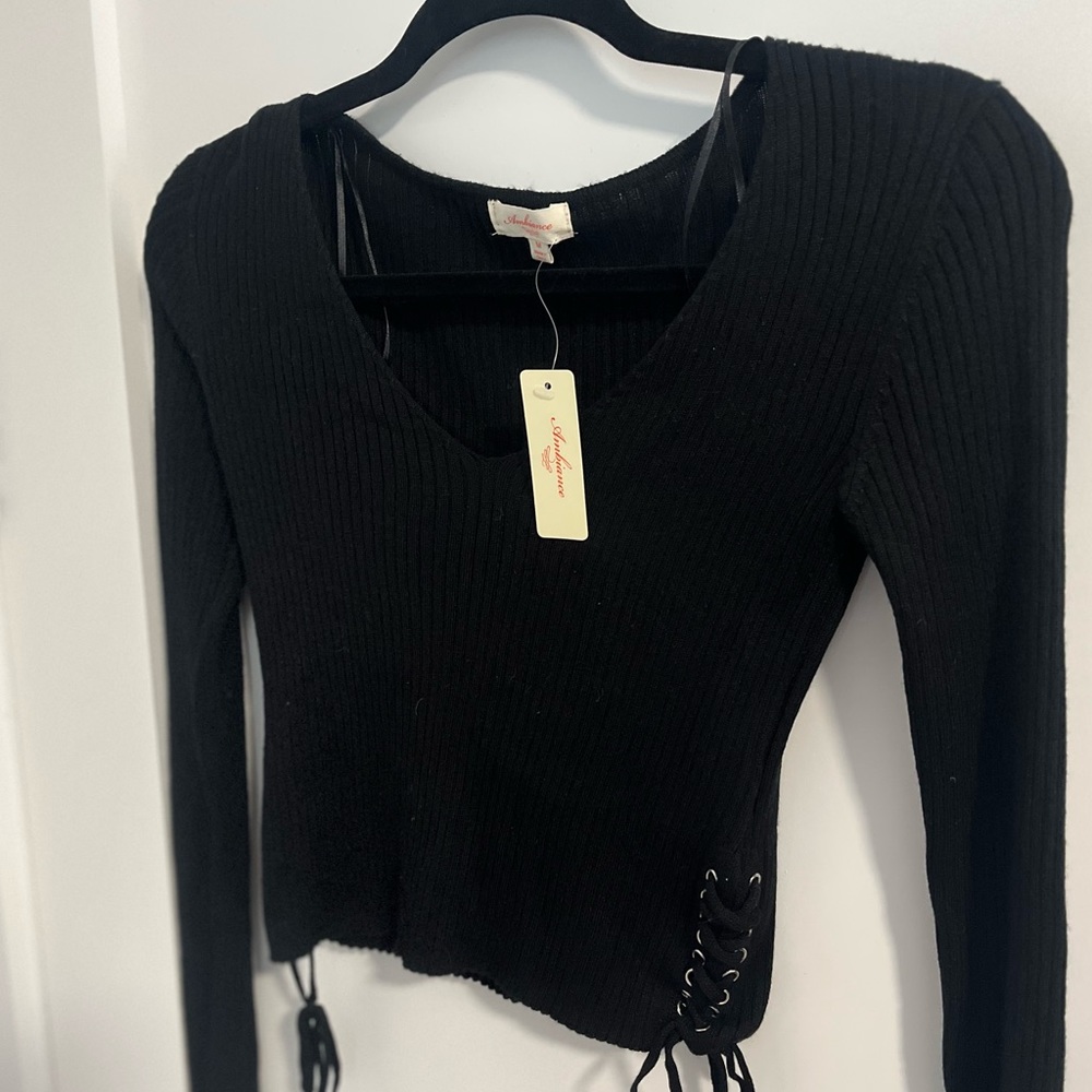 Ambiance Black Knitted Long Sleeve Sweater